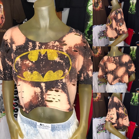 Batman DC Comics Bleached Distressed Crop Top - XL